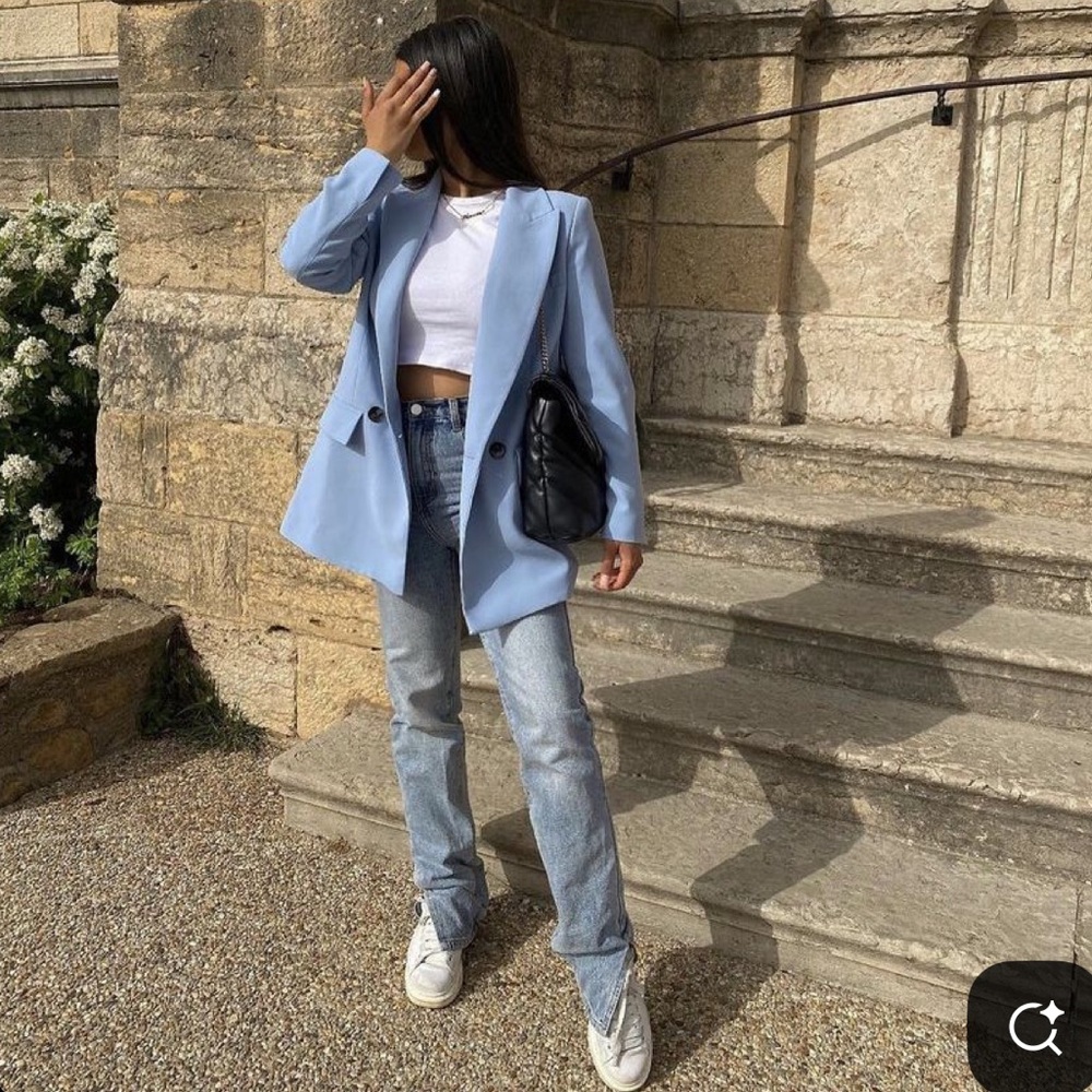 NWT. Zara Light Blue Oversized Blazer